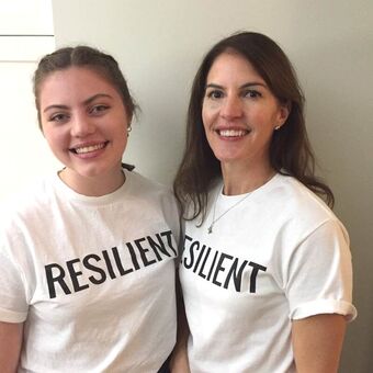 Jane Kristoffy, Caitlin Starr, RESILIENT t-shirt, RESILIENT PEOPLE, RESILIENT t-shirt sales benefit The Adam Fanaki Brain Fund